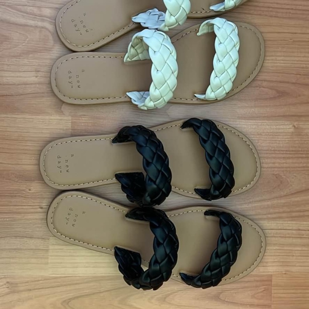 A New Day Braided Sandals Black and Cream